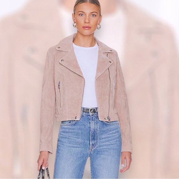 ABERCROMBIE & FITCH Vegan Suede Cropped Moto Jacket Size Medium Color Ai… - Picture 1 of 9